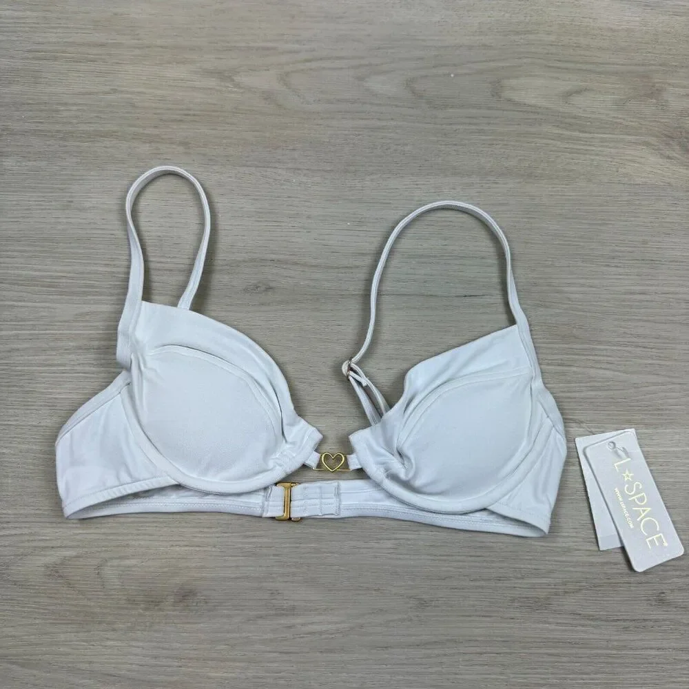 L*Space Stardust Underwire Bikini Swim Top‎ Size Medium White NEW